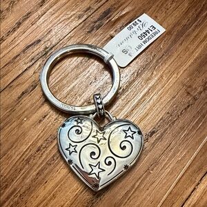 Brighton Silver Heart Keychain with Star and Swirl Design